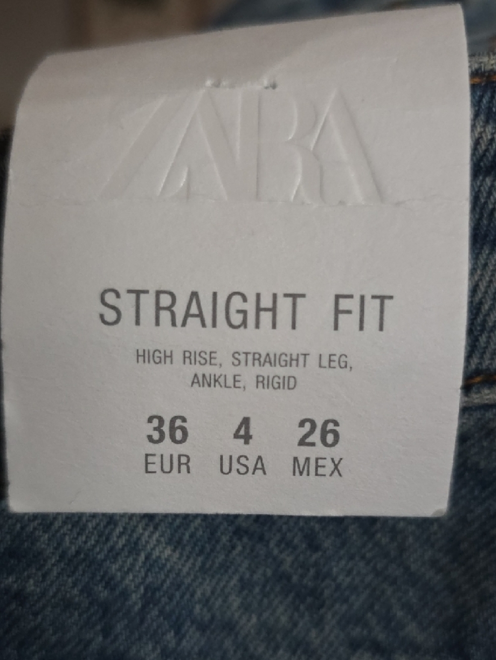 Zara - High-Rise Straight Leg Ankle Rigid Jeans in Mid Blue - Picture 5 of 6